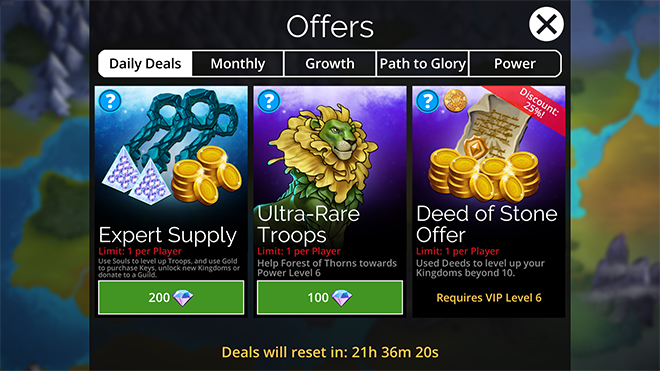 Daily Deals Gems Of War Support